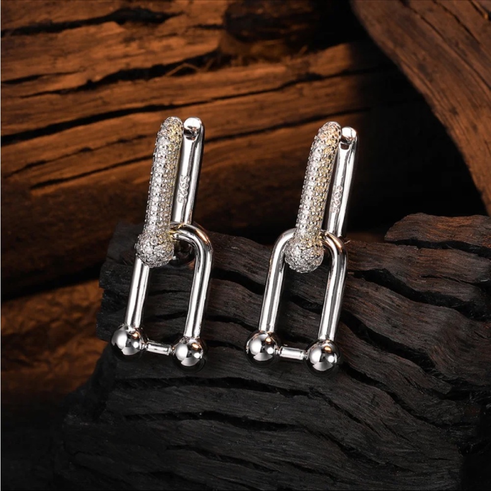 S925 Sterling Silver Horseshoe Zircon Earrings | Elegant & Minimalist